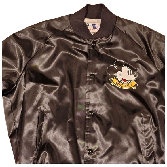 Chalk Line Vintage Disney Mickey Mouse Satin Jacket Size Medium READ - Picture 2 of 11